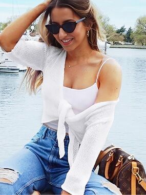 Anthropologie wooden ships crochet wrap sweater